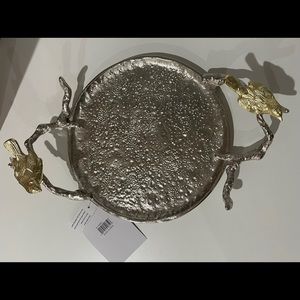 A&B home Alvada Decorative Gold, Silver medium Tray